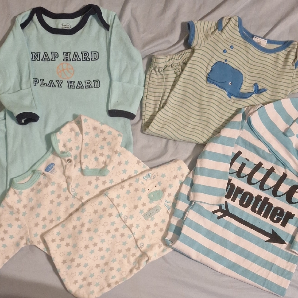 Multiples Kids One Pieces in Blue and Cream